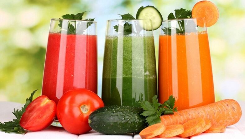 Low-calorie vegetable juices in the diet menu to drink